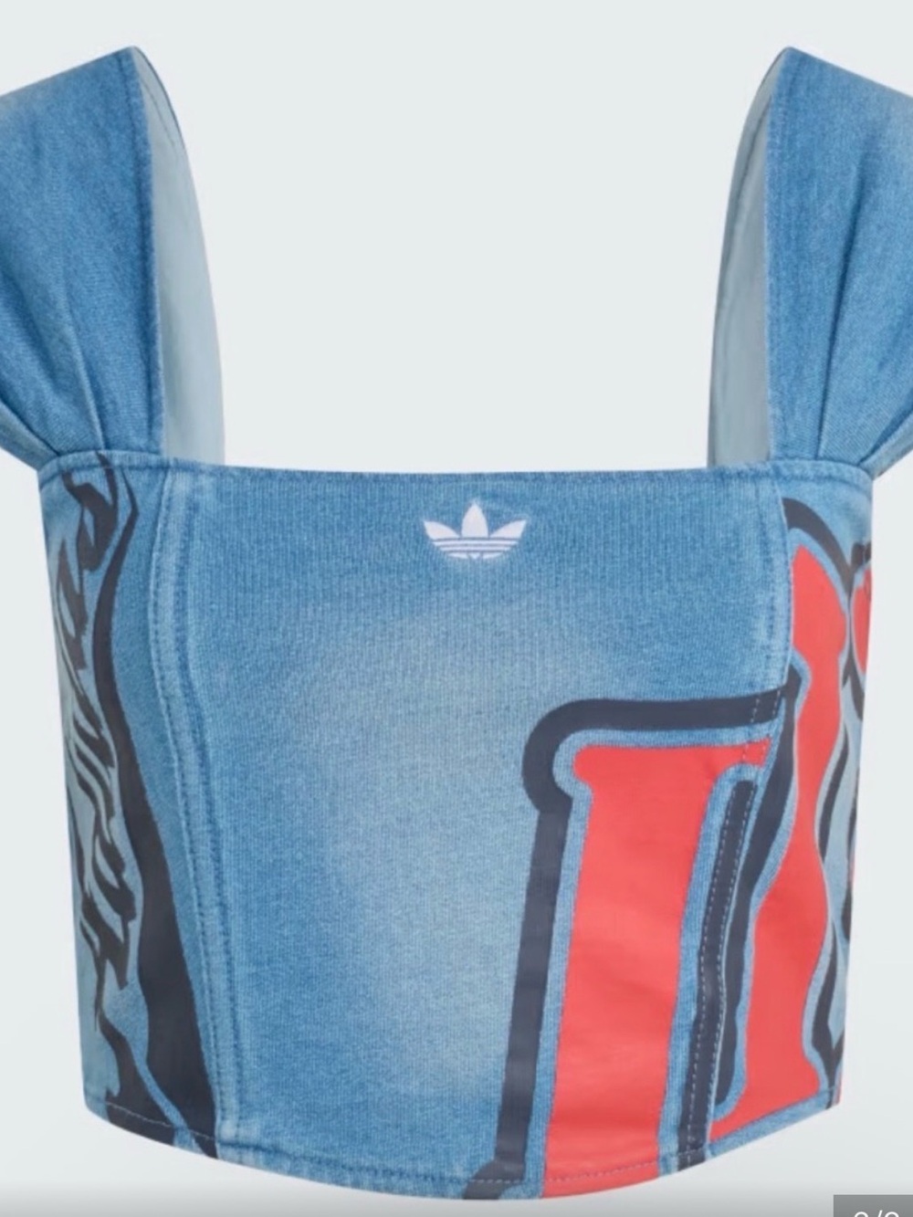 adidas Light Blue Crop Tank with Red Graphic - Picture 5 of 6